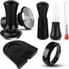 54mm Kaffeetamper-Set Verteilungsnadel Dosiertrichter Druckverstellpad Barista-Set Schwarz