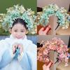 Colorful Flower Headband Double-sided Crown Hair Wreath Wedding Party Costume Headpiece for Bridal Women Hair Accessory