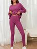 2025 Autumn Women's Casual European & American Knit Suit Set - Loose, Round Neck, Ribbed Design