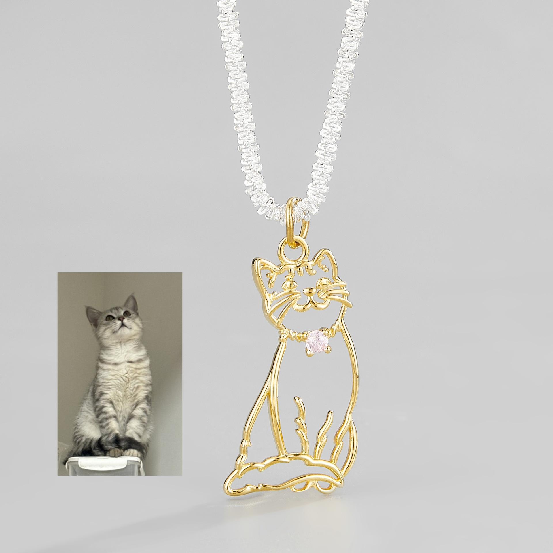 S925 Sterling Silver Cute DIY Cat Dog Pendant Commemorative Custom Picture Jewelry Necklaces Custom