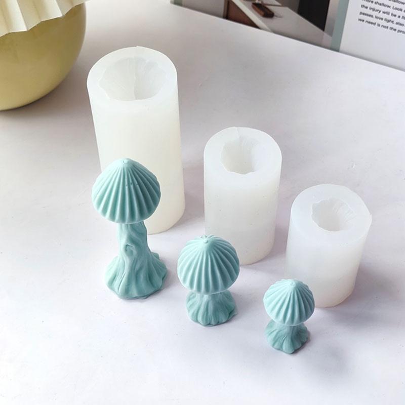 Mushroom Shape Candle Mold 3D Mushroom Candle Resin Silicone Mould for DIY Gypsum Baking Mould Jelly Fondant Decorations
