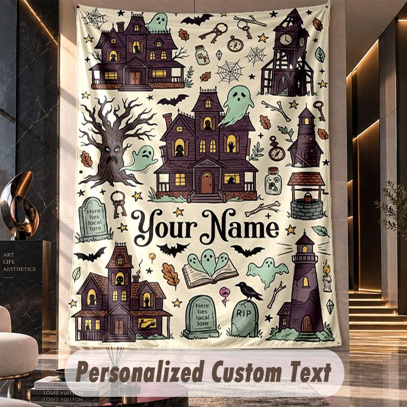 Halloween (72) Theme Custom Tapestry Personalized Custom Name Text Wall Hanging Tapestry Home Decor Background Cloth