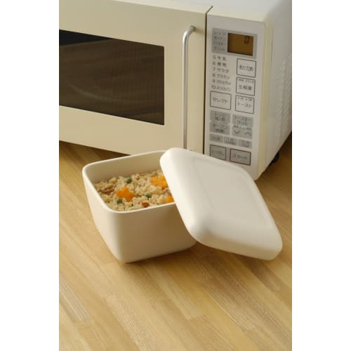 Banko Ware Ceramic Ohitsu (Small), White Glaze, Square, 1 Pair, Approx. 11.5cm Diameter x 7cm Height, Approx. 300ml Capacity, Microwave Safe, Made in