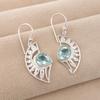 Natural Sky Blue Topaz Gemstone 925 Sterling Silver Jewelry Women Dangle Earring 1.5" CE-26-2