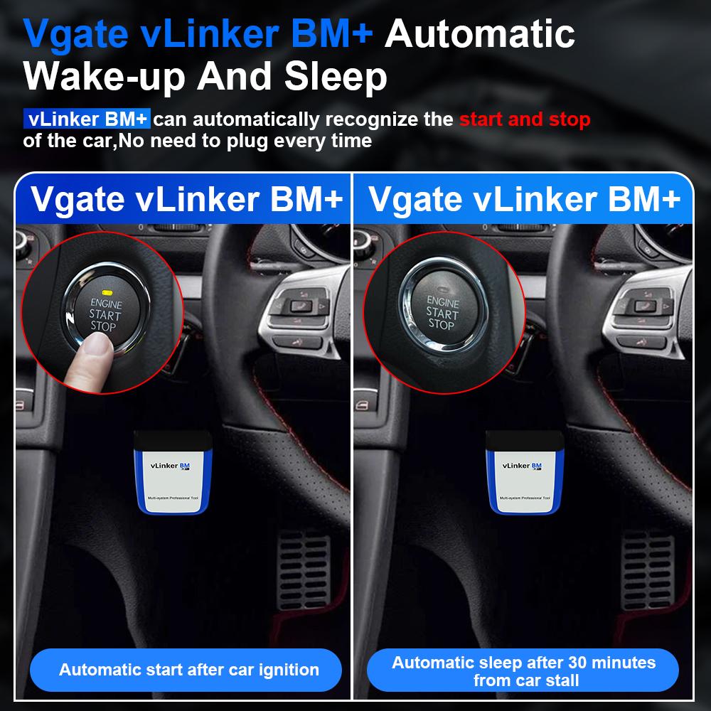 Vgate VLinker BM+ Nástroj pro skenování OBD pro automobily BMW Flashování Skrytý Bimmercode Dedikovaný ELM327 Bluetooth 4.0 Pro Android IOS Nástroj pro skenování a čtení kódů automobilů