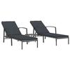 VidaXL Chaises longues 2 pcs avec table Résine tressée Gris