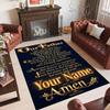 Virgin Mary Theme Crystal Velvet Rug Personalized Custom Name Text Soft Floor Mat Home Decor