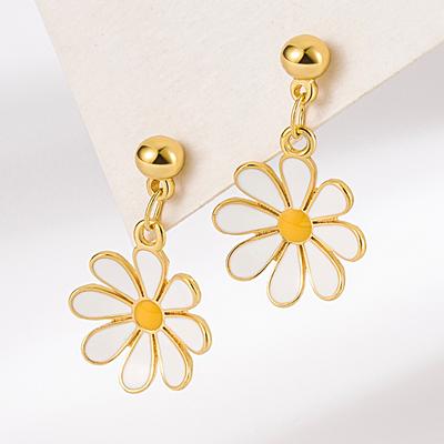 Minority Simple Fresh Mori Style Korean Style Daisy Stud Earrings Retro Ins Style Summer Commuter Matching