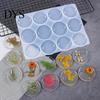 DIY Epoxy Resin Crafts Round Silicone Mold 9 Cavity Circle Button Pendant with Hole Pet Tag Casting Wind Chimes Keychain Jewelry Making Tool