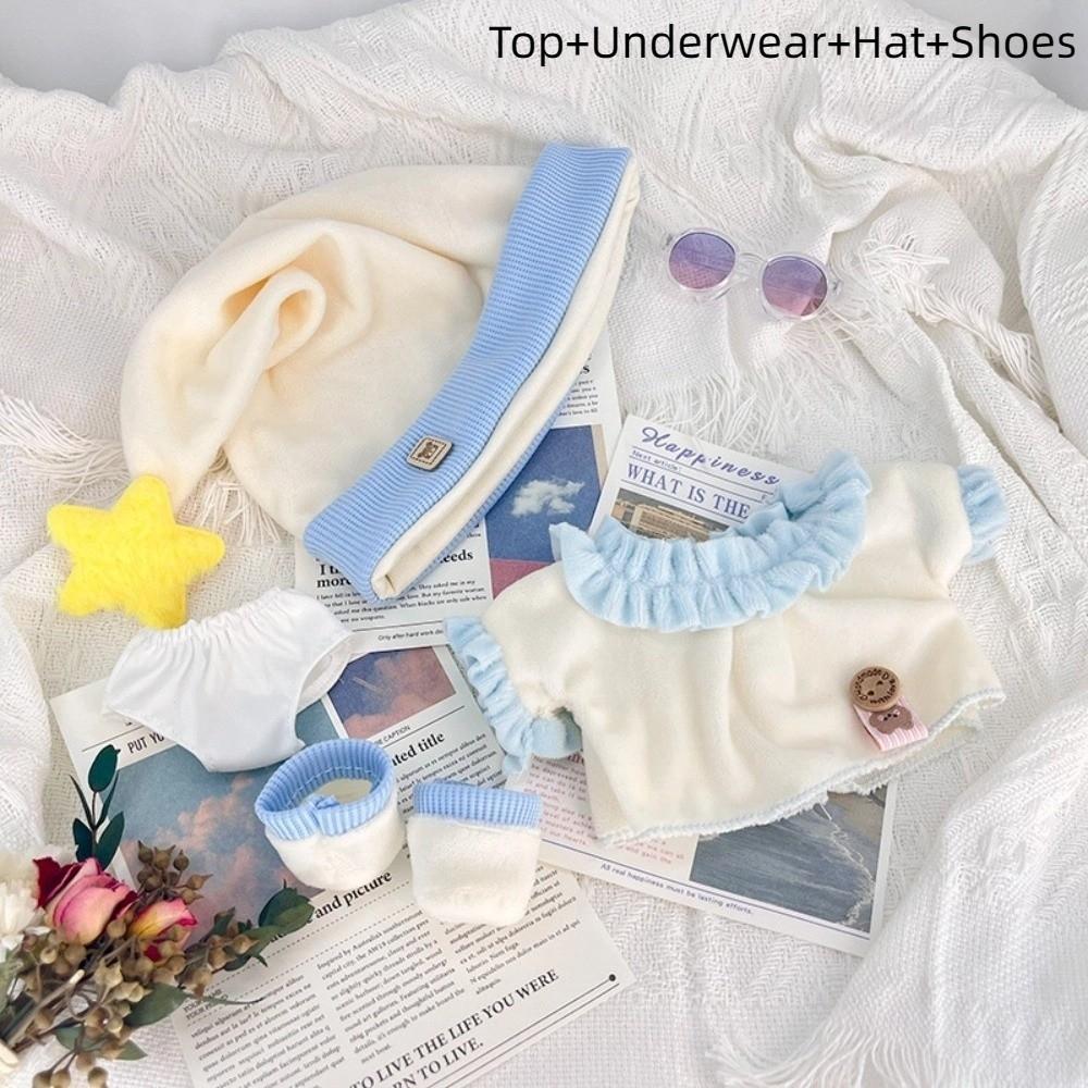 Cute Pajama Set Top Underwear Hat Shoes Doll Accessories 20cm Cotton Doll Clothes  Brithday Gift