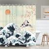 Japanese Ceramic Handicraft Waterproof Polyester Fabric Waterproof Polyester Fabric Bathroom Curtain 180 X 200cm with 12 Hooks
