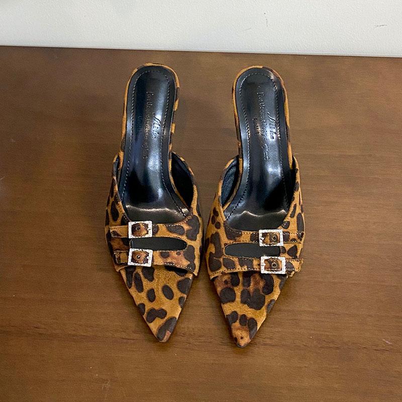 Fashion Party Ladies Pumps Heels Slides Shoes Spring Summer Female Slip On Footwear Shallow Fashion Pointed Toe Women High Heels Shoes