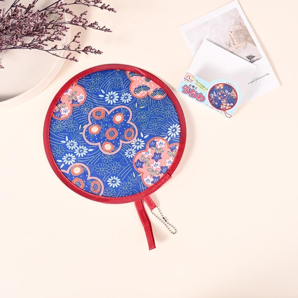 Floral Round Hand Fan Mini Pocket Cooling Fan New Handheld Folding Fan Outdoor Beach