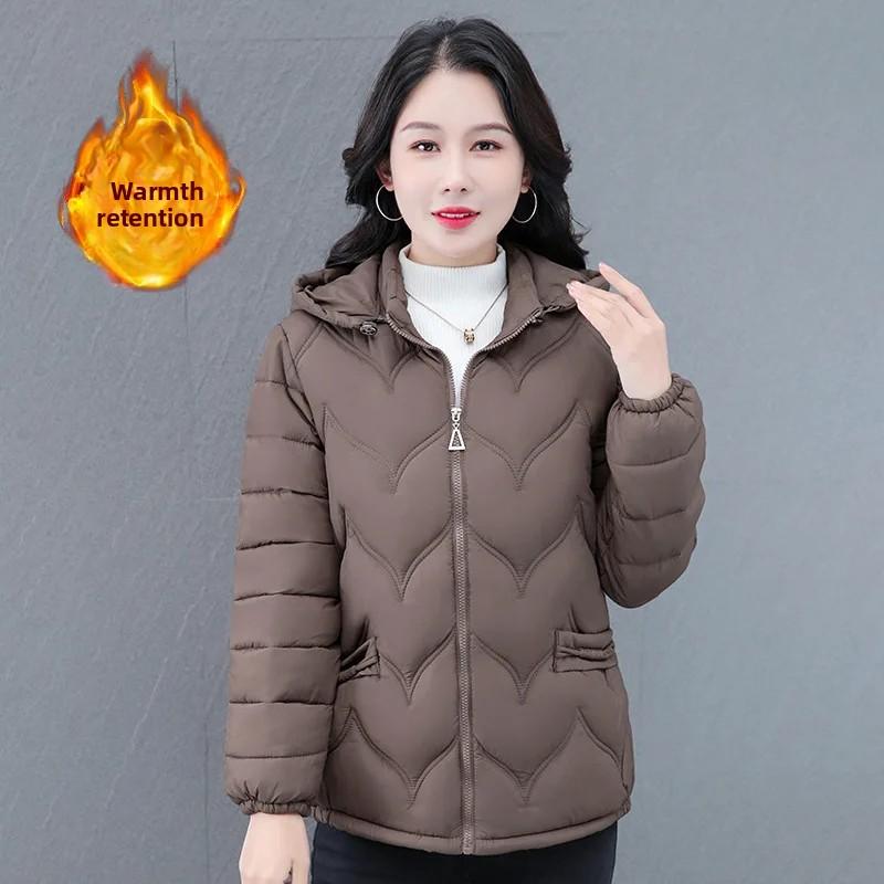 Women's Thickened Winter Cotton Jacket Women's Casual Hooded Coat Warmth Comfortable Mom Clothes Middle-Aged And Elderly Fashion