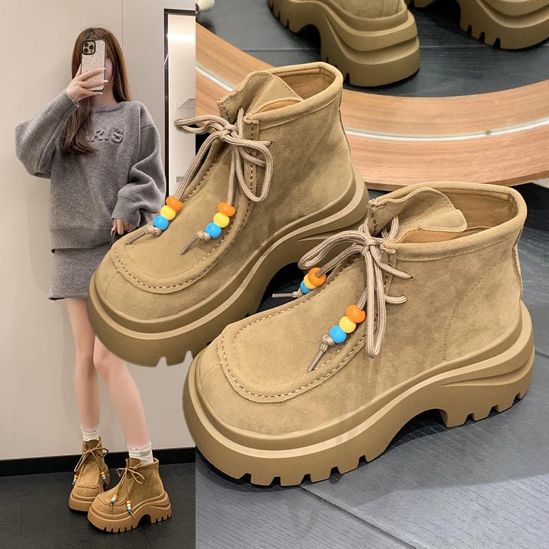 Ankle Boots for Women High Heels Lace Up Fashion Shoes Platform Casual Sport Boots 2025 Winter New Designer Mujer Chelsea Botas