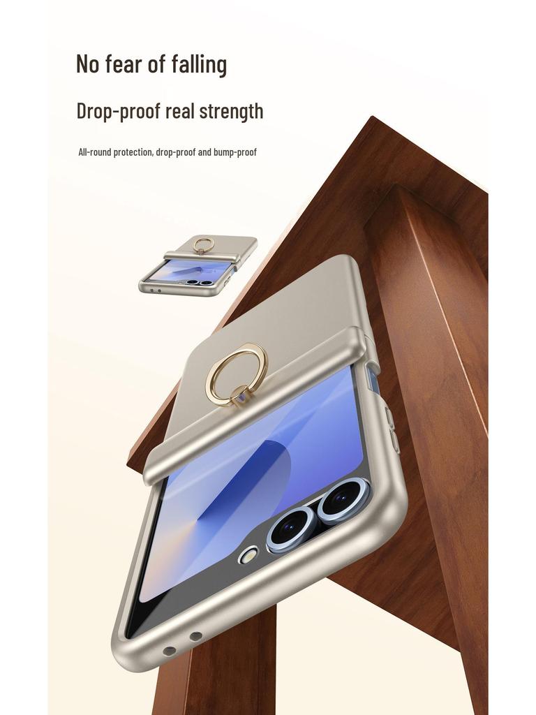 Samsung ZFlip6/5 All-Inclusive Scharnier-Schutzhülle mit Ringhalter & Folie