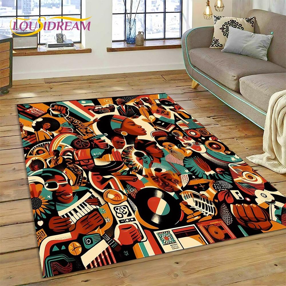 Cartoon Africa Ethiopian Custom Painting Art Carpet Rug for Bedroom Living Room Home Sofa Decoration,kids Large Decor Floor Mat
