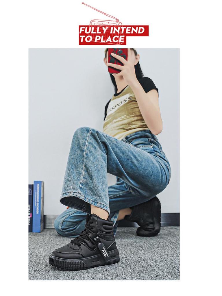 High-Top Comic Con Weiße Schuhe mit 10cm Innenhöhenerhöhung, 12cm Dicke Sohle - Trendige Koreanische Style Freizeit Sport Board Sneaker