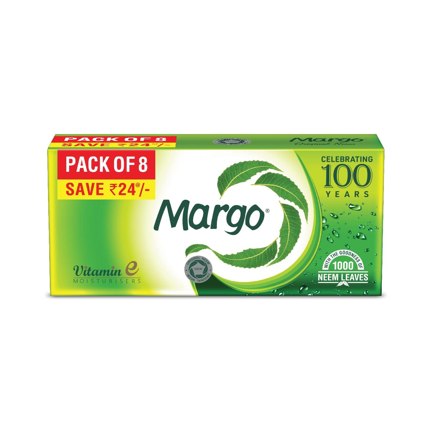 

Margo Original Neem Soap Pack Of 1(125gm X 8N) | Natural Neem Bathing Bar With Vitamin E | Moisturizing Soap For Clear And Beautiful Skin