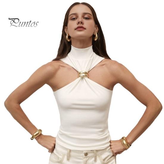 

Женские топы с высоким воротником и рукавами, однотонные эластичные топы, облегающие повседневные универсальные дышащие жилеты S бежевый