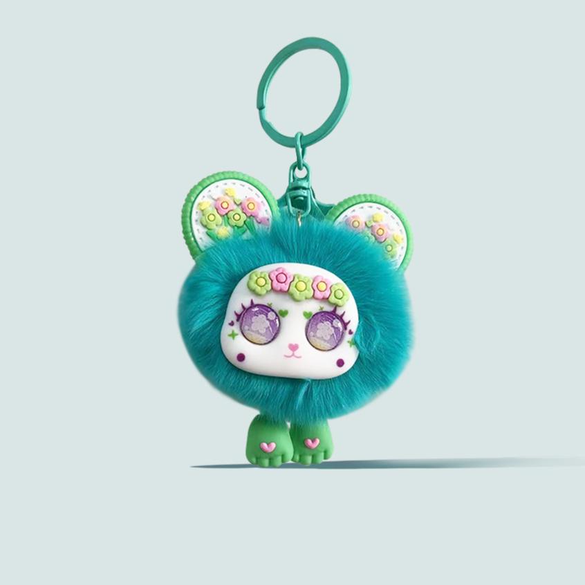 Brelok z futerkiem królika futrzany wisiorek pluszowy wisiorek do torby uroczy komiks z prawdziwymi włosami akcesoria do prezentów dla par wisiorek do tornistra