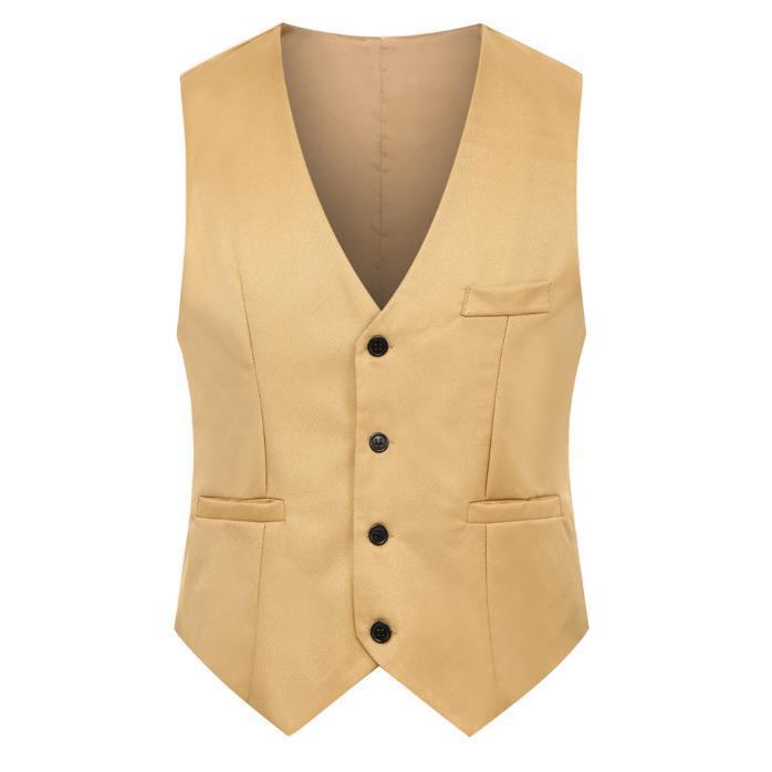 Men's Korean Style Slim Suit Vest - Business Casual for Spring & Autumn, Professional Groomsmen Dress Vest.