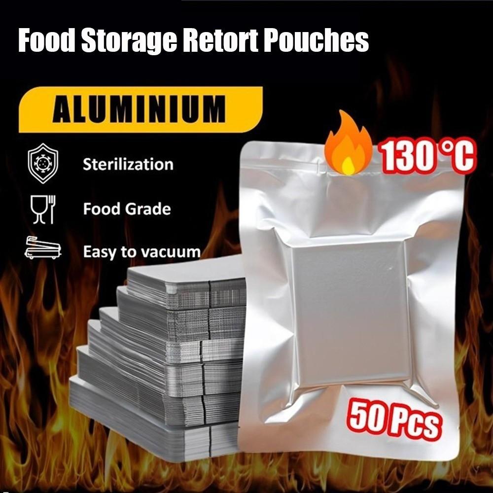 50 stycken Högtemperatur Matförvaring Retortpåse Vakuumförseglare Aluminium Aluminiumfoliepåsar Förseglingspåse Förvaring av Nötter