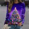 Women's Fashion Casual Long Sleeve Christmas Printed Neck Sweatshirt Top