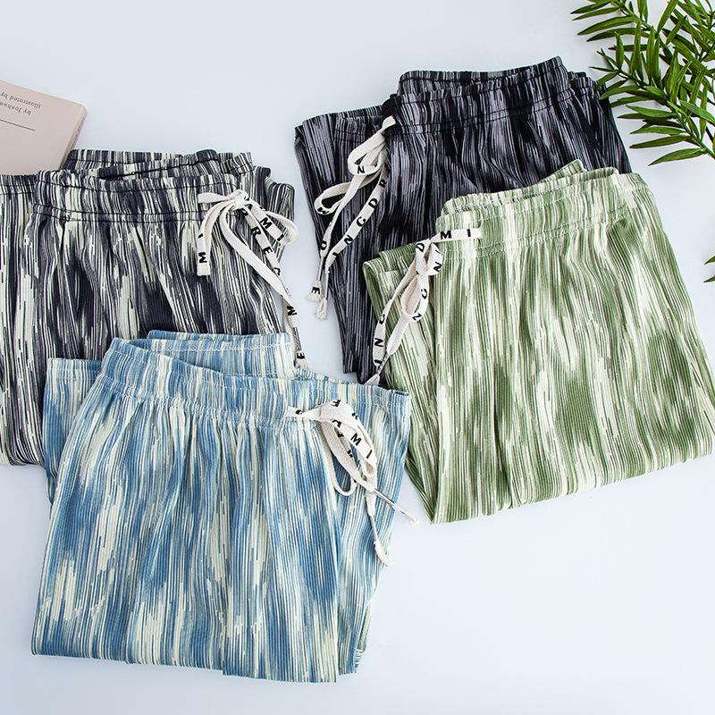 Ice Silk Wide Leg Pants Women's Pants Summer Thin Drape Loose Straight Black Casual Summer