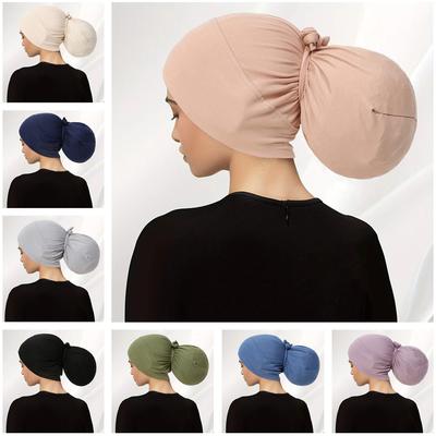 2025 New Soft Muslim Turban Hat Inner Hijab Caps Islamic Underscarf Bonnet India Hat Hair Loss Female Headwrap Turbante Mujer
