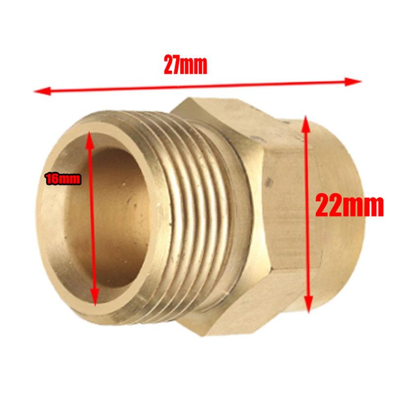 Brass Internal External Thread Coupler 1/4 F - M22 for High Pressure Water Tools and Professional Cleaning Devices