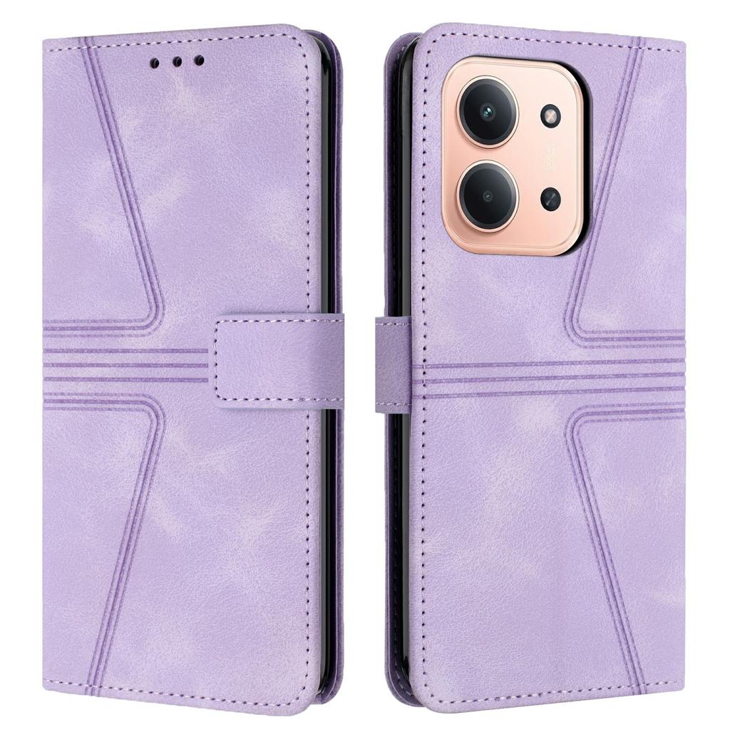 For Xiaomi Redmi 15C 4G (Global) (171mm)/Poco C85 4G (171mm) Case Triangle Imprinted Anti-Scratch PU Leather Phone Wallet Cover