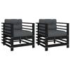 VidaXL Chaises de jardin et coussins lot de 2 noir bois de pin massif 825678