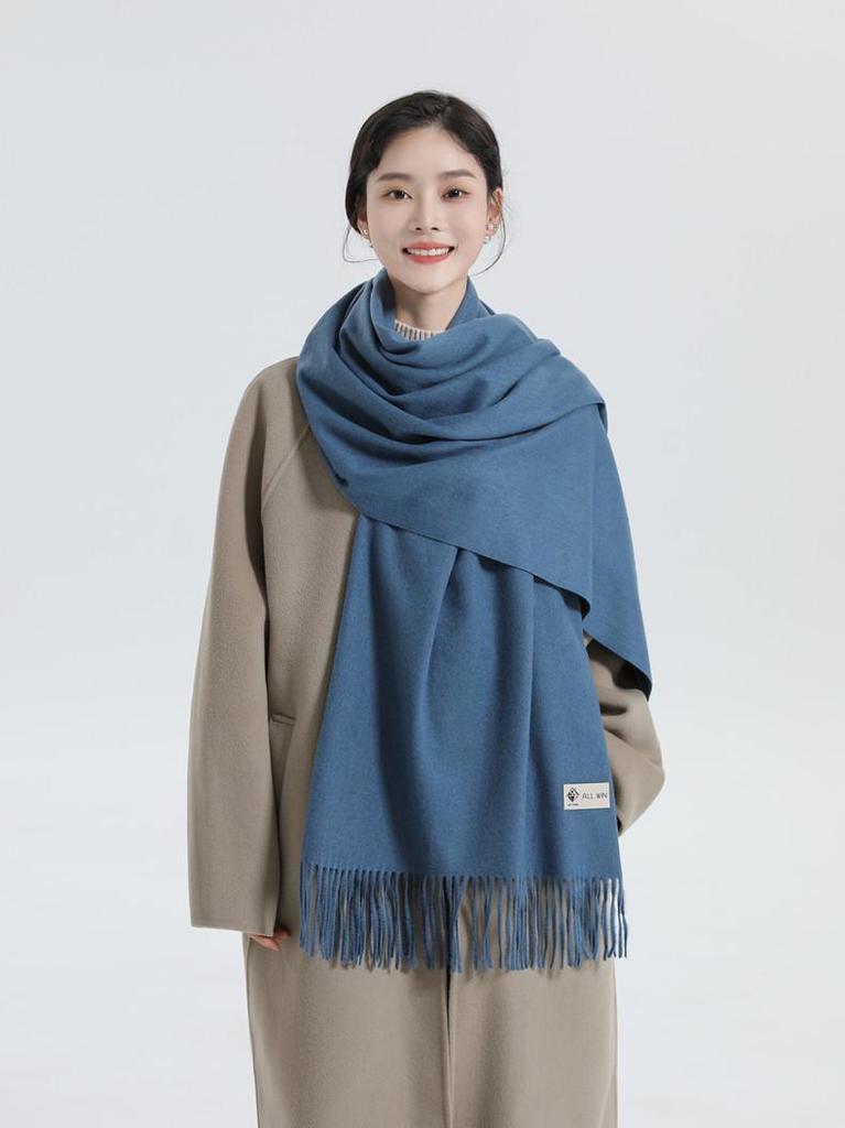 Women's Imitation Cashmere Winter Scarf - Thick Solid Color, Versatile Men's Shawl, Cashmere Wool Blend