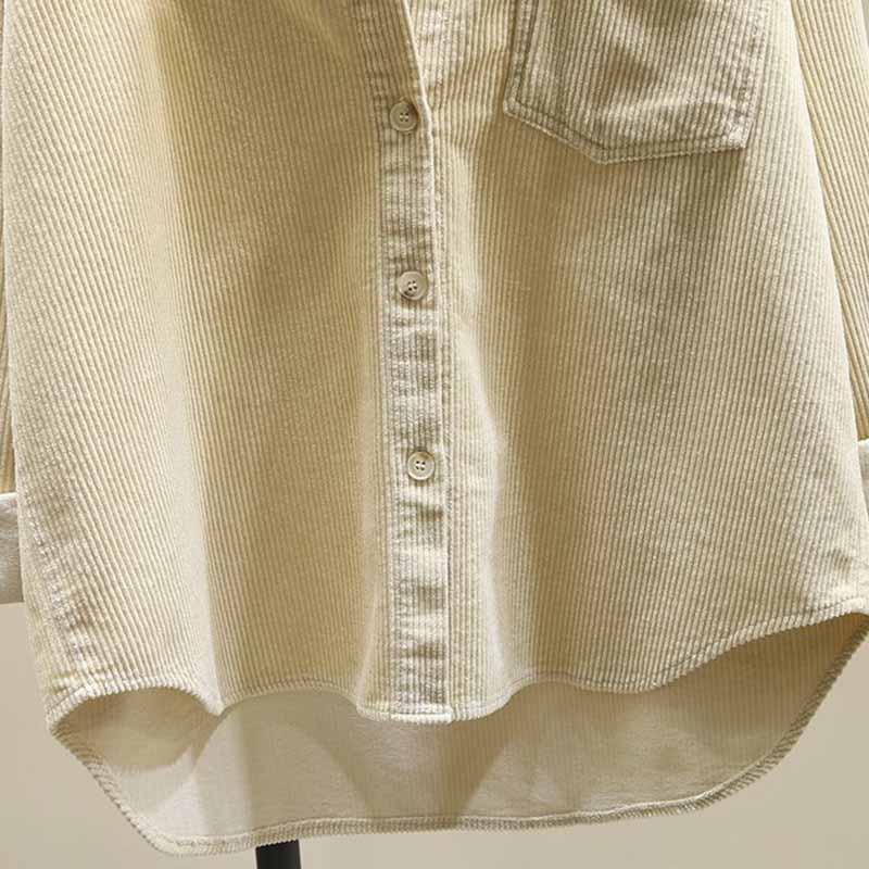 Long-sleeved Shirt Women Winter Thickened Loose Casual Medium-length Solid Color Button Cardigan Shirt