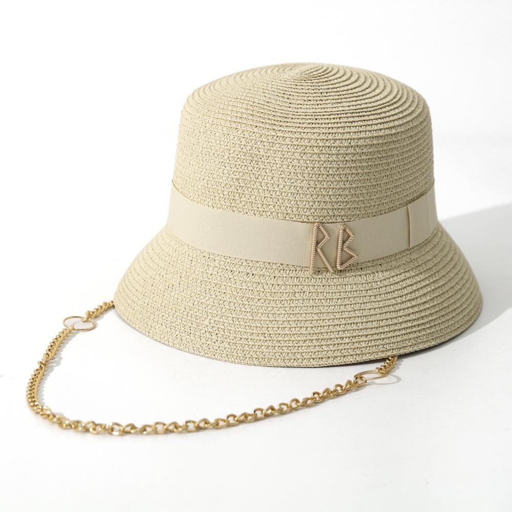 

Summer Straw Fedora with Ribbon Decoration, Elegant Women s Travel Beach Sun Hat, Party Dress Chapeau Femme M 56-58cm бежевый