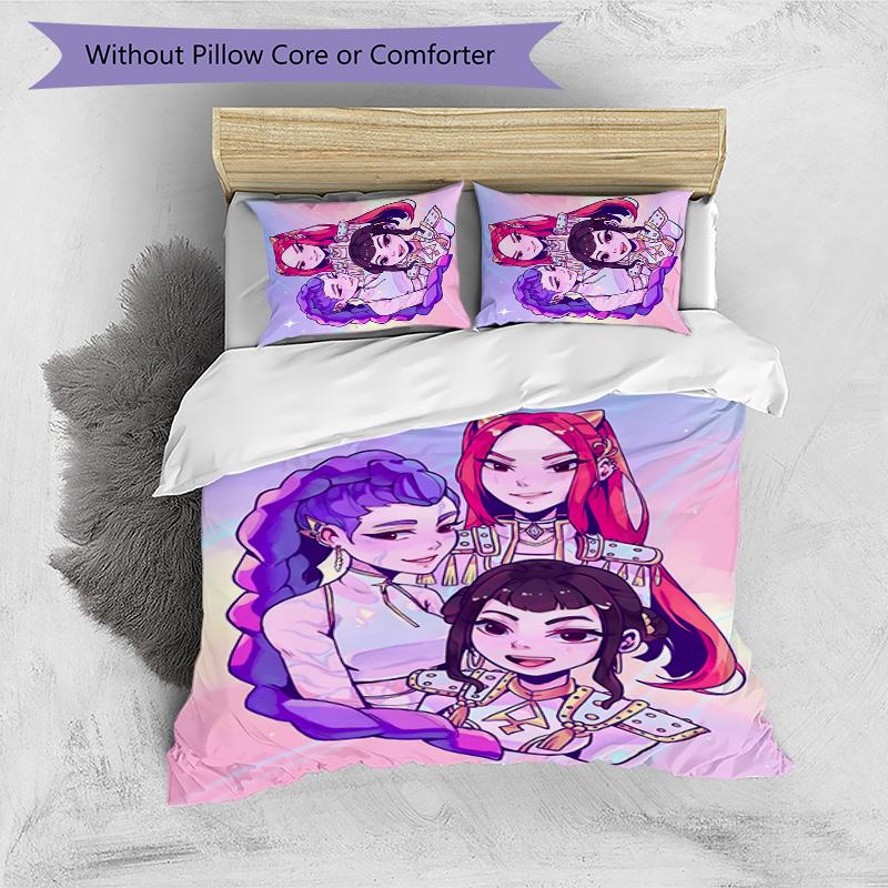 KPOP Hunter 3pcs Bedding Set Duvet Cover Closure Includes 1 Duvet Cover & 2 Pillowcases for All Seasons Bedroom Home Dorm Decor