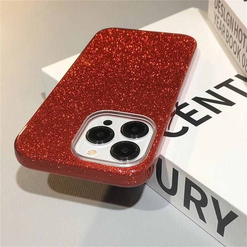 Glitter Bling Gradient Hard PC Thicken Case For iPhone 11 12 13 14 15 Pro Max Mini 7 8 Plus X XR XS SE Shockproof Bumper Cover