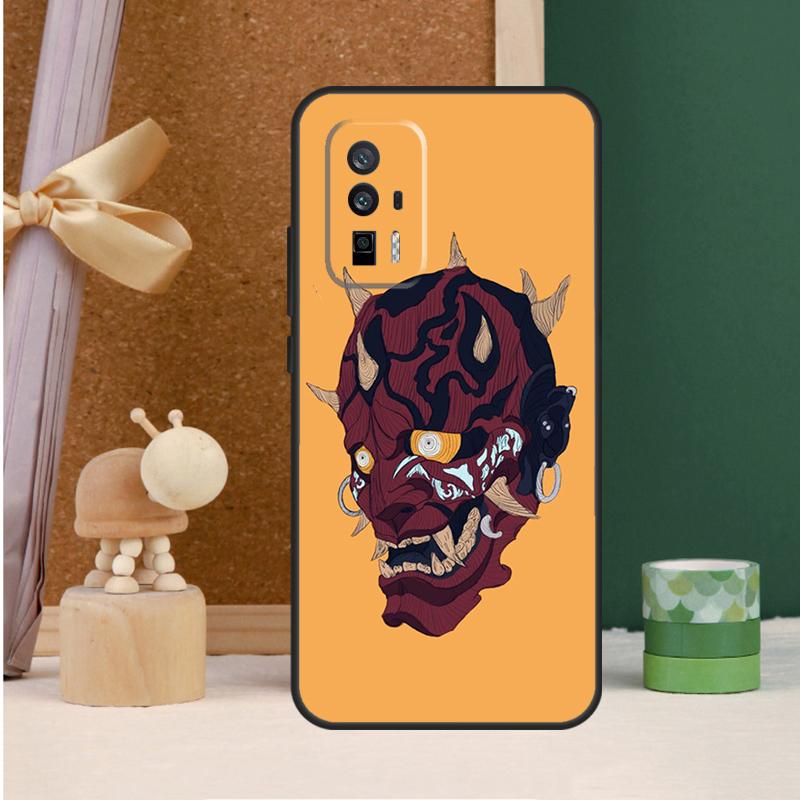 Japanese Samurai Oni Mask For POCO X6 Pro M6 X3 X5 F3 F5 M5s Cover For Xiaomi 13T 12T 11T 14 Pro 12 13 Lite Case
