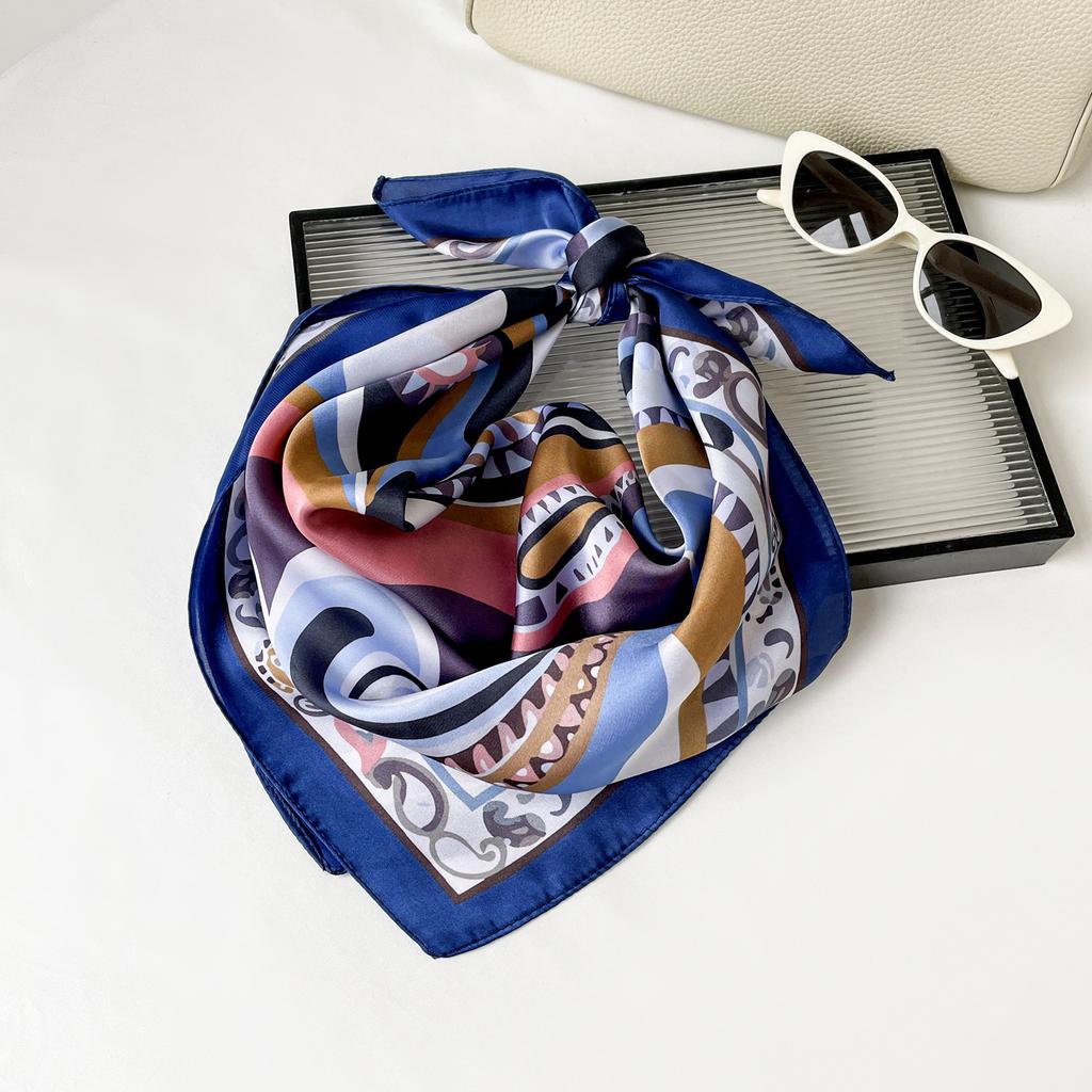 1116 new simulation silk screen printing small flower silk scarf shawl sunscreen neck small square scarf headscarf wholesale silk scarf spring