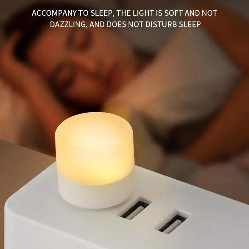 10 Pieces USB Night Light Warm White LED Plug-In Light Bulb Portable Home Environment Light Energy-Saving Reading Night Light