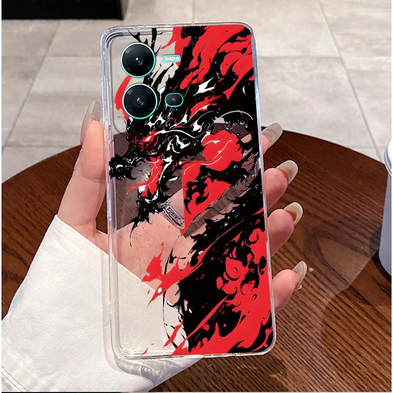 Phone Case For Vivo V25 Y35 Casing Luxury Cute Love Heart Rabbit Funny Pattern Transparent Silicone TPU Soft Shell Back Cover
