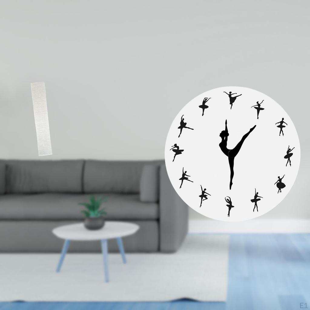 Living Room Paper Floor Lamp Shade with Ballet Dancing Girl Wall Clock Silent Mute Dance