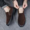 British Style Men's Suede Leather Casual Shoes Fashion Platform Slip On Loafers Business Formal Trendy Casual Shoes for Men 2025