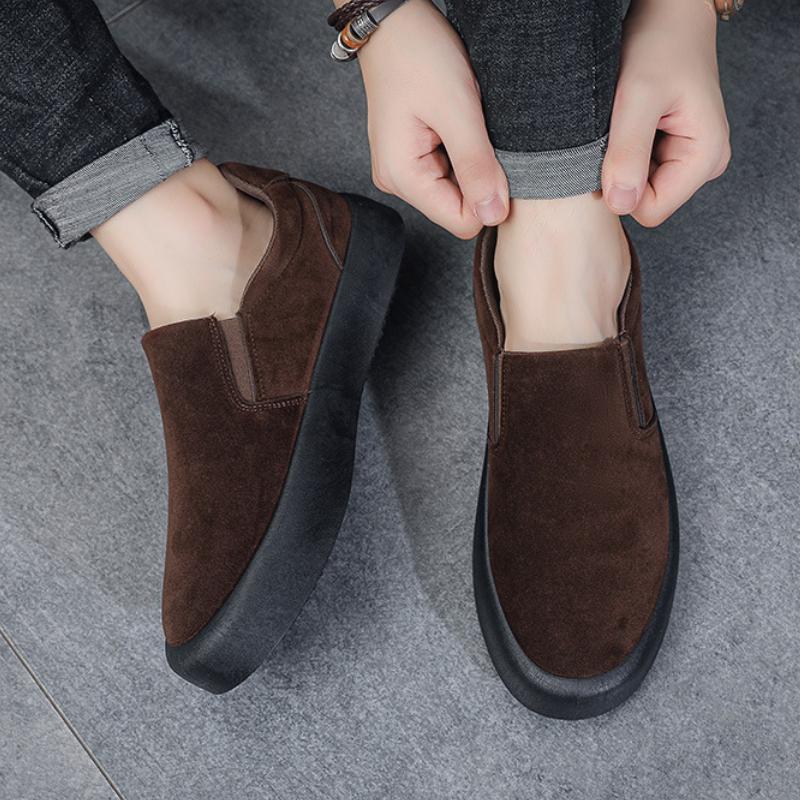 British Style Men's Suede Leather Casual Shoes Fashion Platform Slip On Loafers Business Formal Trendy Casual Shoes for Men 2025