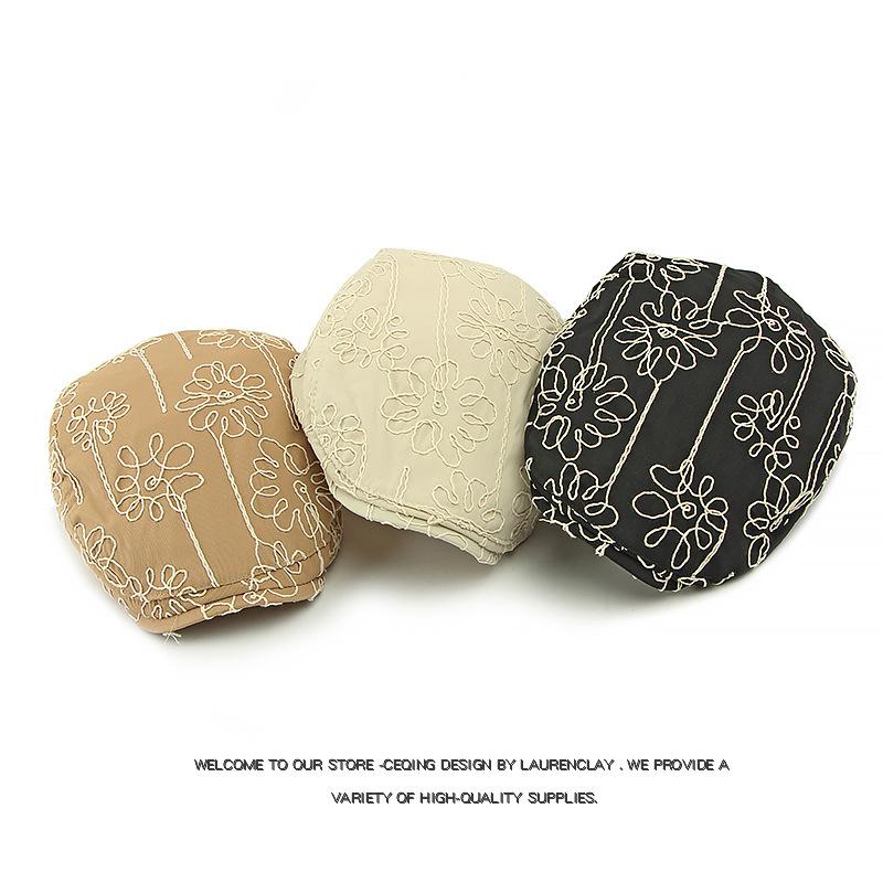 Flower Beret Women's British Vintage Peaked Cap Progressive Cap