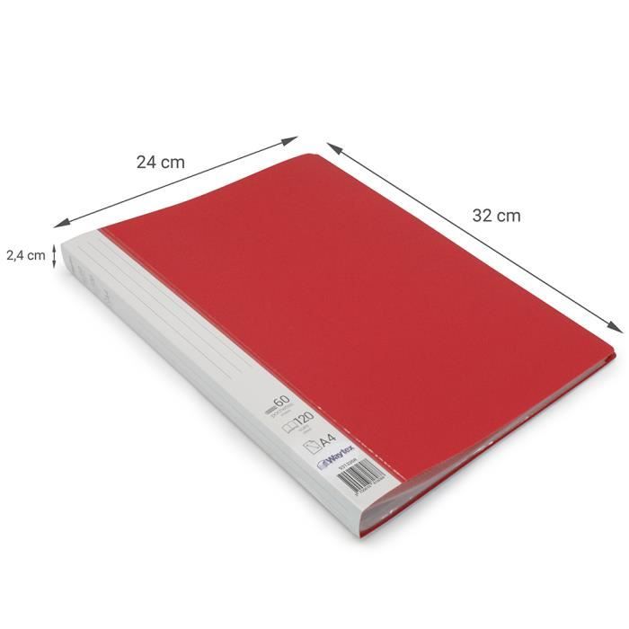 Protège documents - WAYTEX - 931335R - 120 vues - 60 pochettes - Rouge