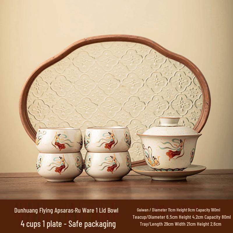 Dunhuang Flying Apsaras Ru Kiln Ceramic Tea Set