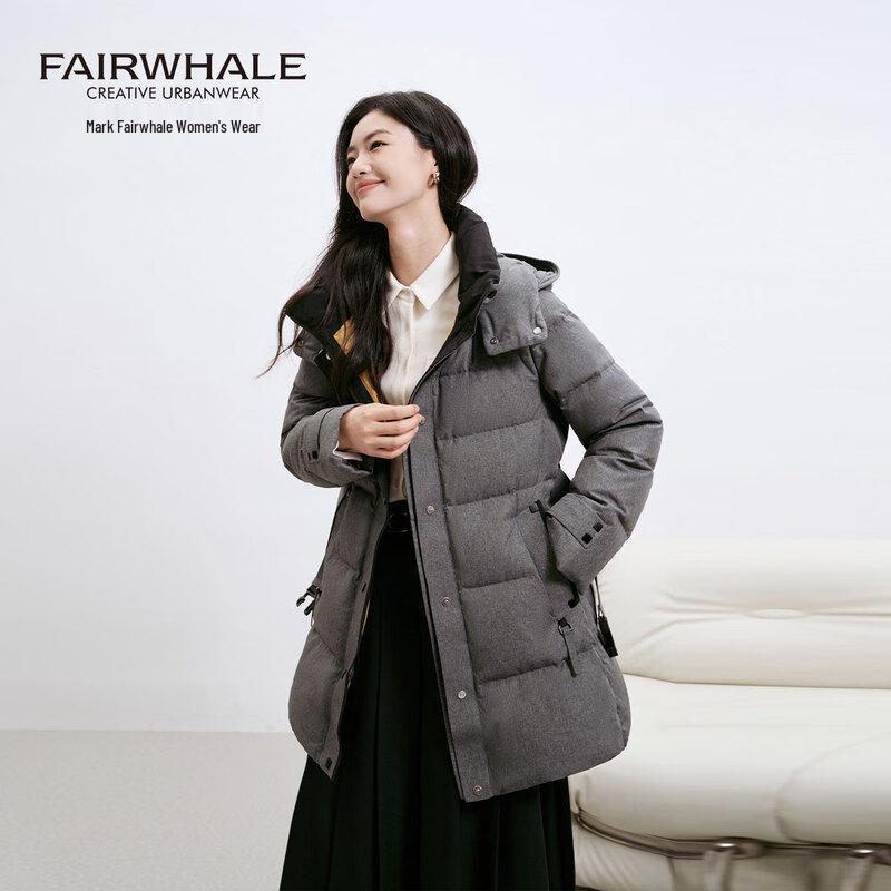 Mark Fairwhale Women's Workwear Style Waist-Cinching Hooded Down Jacket
