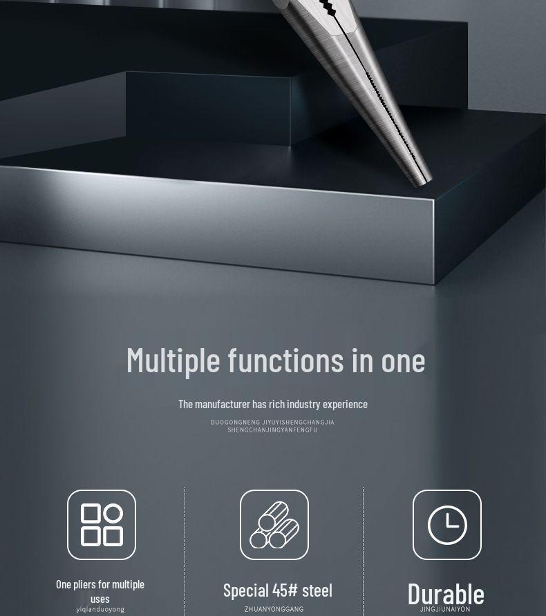 8 Inch Japanese Industrial-Grade Long Nose Pliers with Anti-Slip Grip